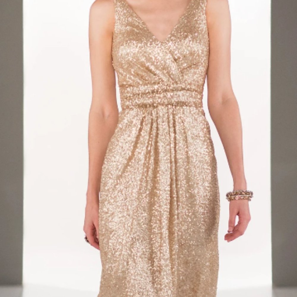 Gold Bridesmaid Dress - Size 12 - Sorella Vita Modern Metallic Style 8685